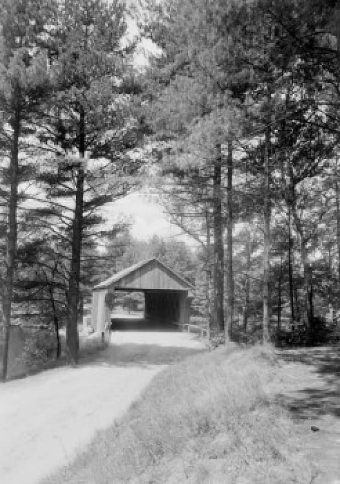 USA Massachusetts Old Sturbridge Village view of one of covered bridges over Quinabog River Canvas Art - (18 x 24)