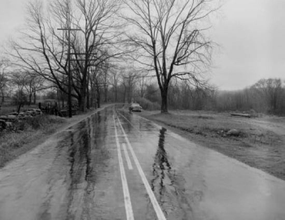 USA Massachusetts Shrewsbury Wet road on Route 140 Canvas Art - (18 x 24)