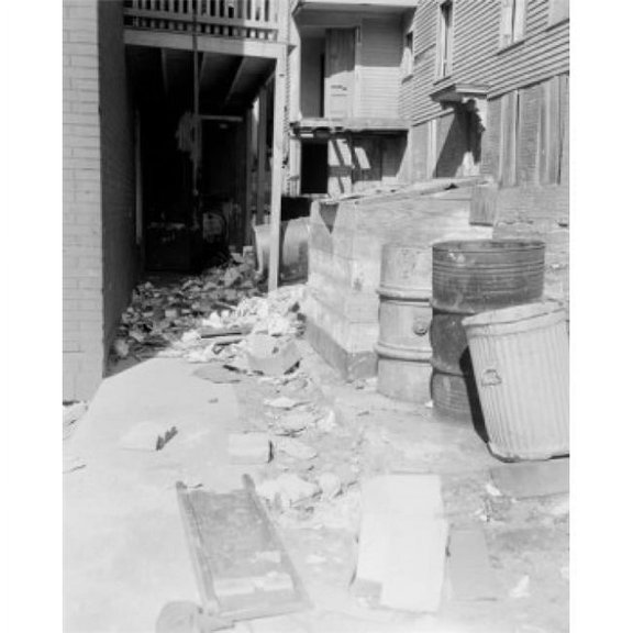 USA Massachusetts Worcester Alley at Rear of Building with Litter Poster Print - 18 x 24 in.