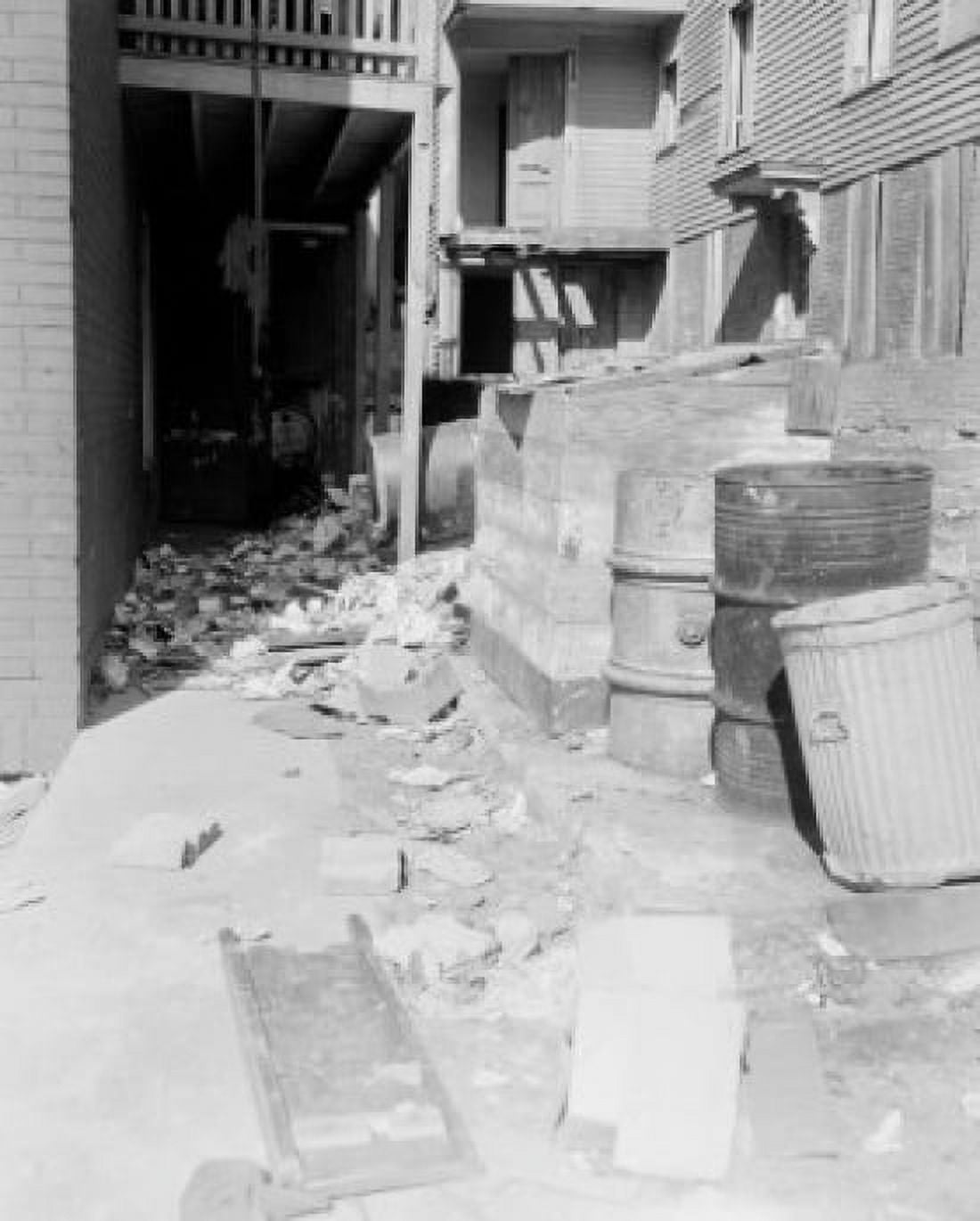 USA Massachusetts Worcester Alley at rear of building with litter Canvas Art - (18 x 24)