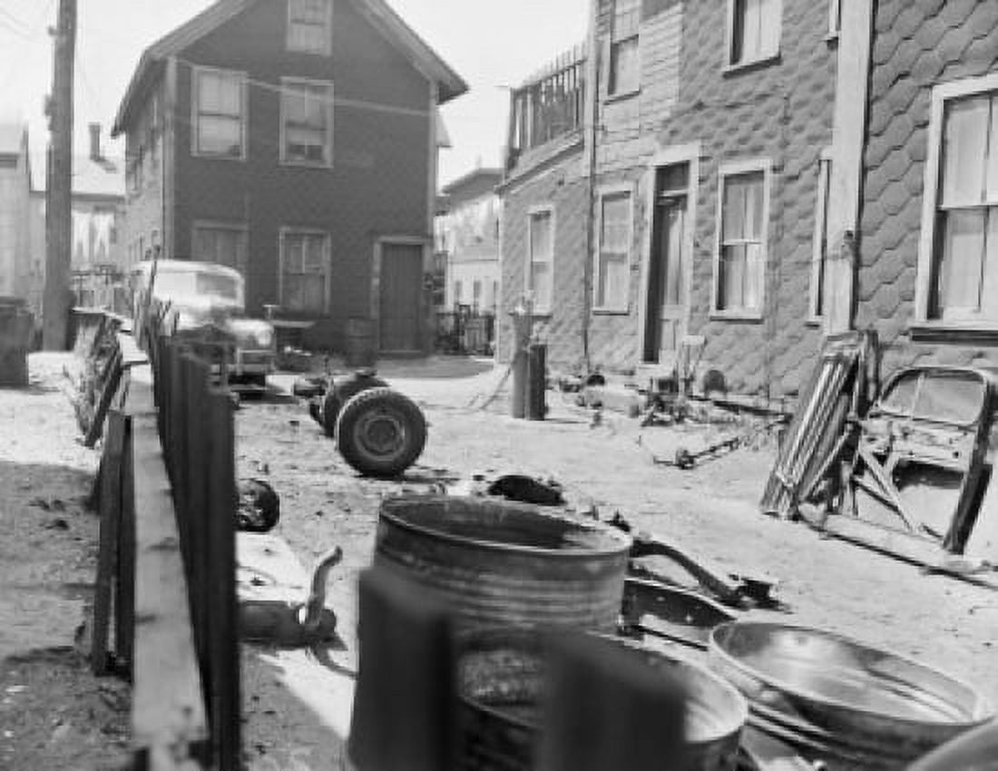 USA Massachusetts Worcester Backyard in slum area Canvas Art - (18 x 24)