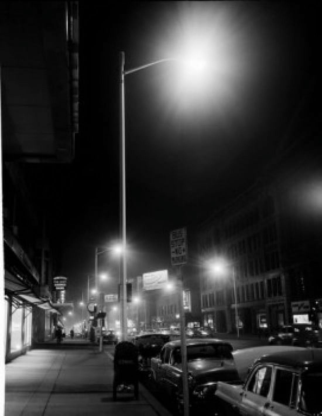 USA Massachusetts Worcester Downtown area showing newly installed lights night view Canvas Art - (18 x 24)