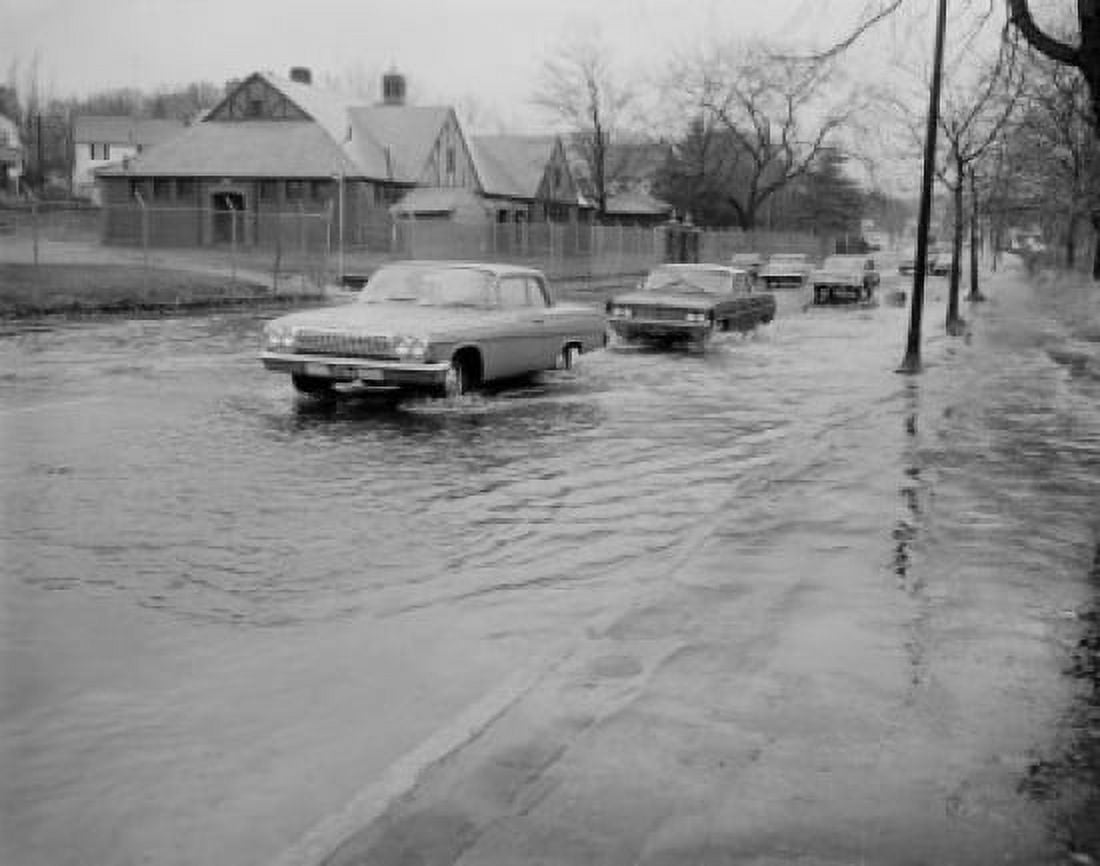 USA Massachusetts Worcester Flood waters after heavy rain Canvas Art - (24 x 36)