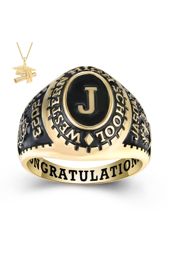 USA Mementos Custom Men's Class Rings Sterling Silver for High School and College Graduation-Classic