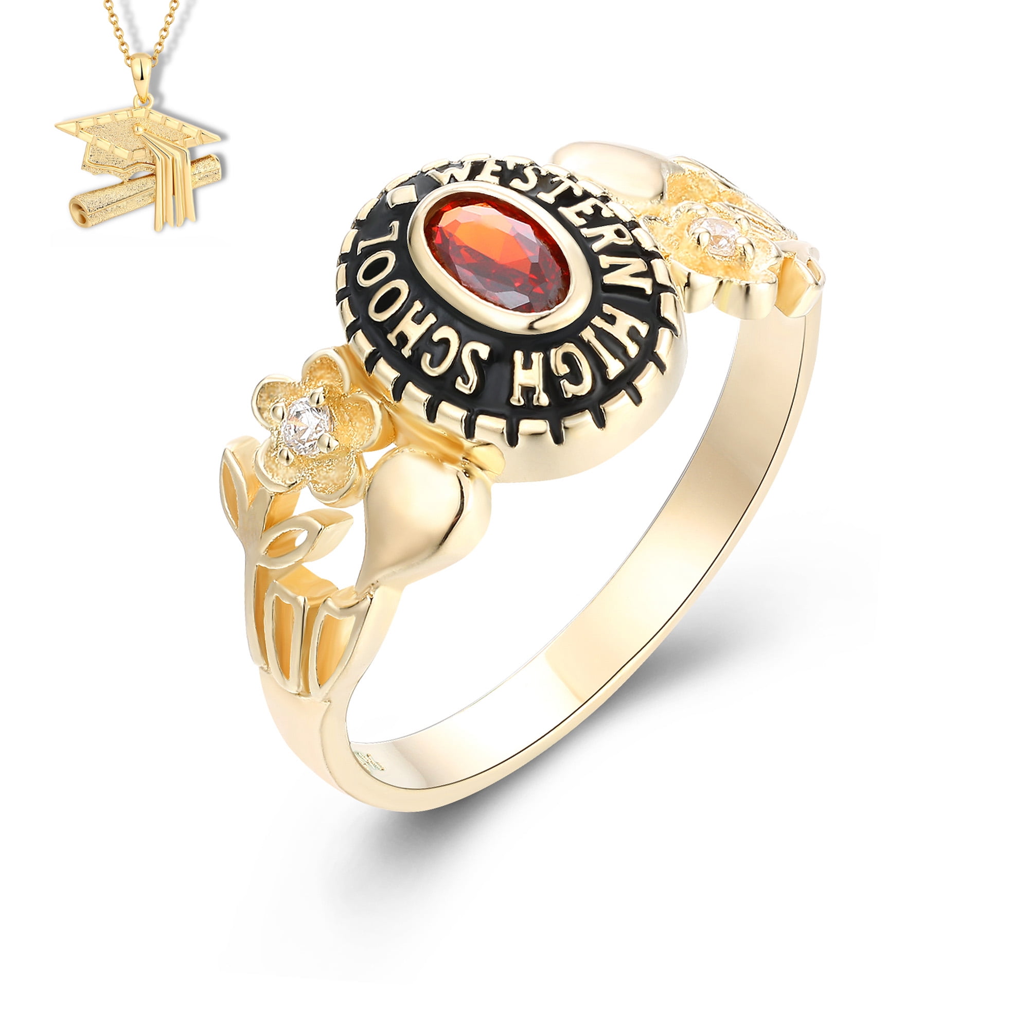 USA Mementos Customized Women's Class Rings Sterling Silver for High ...