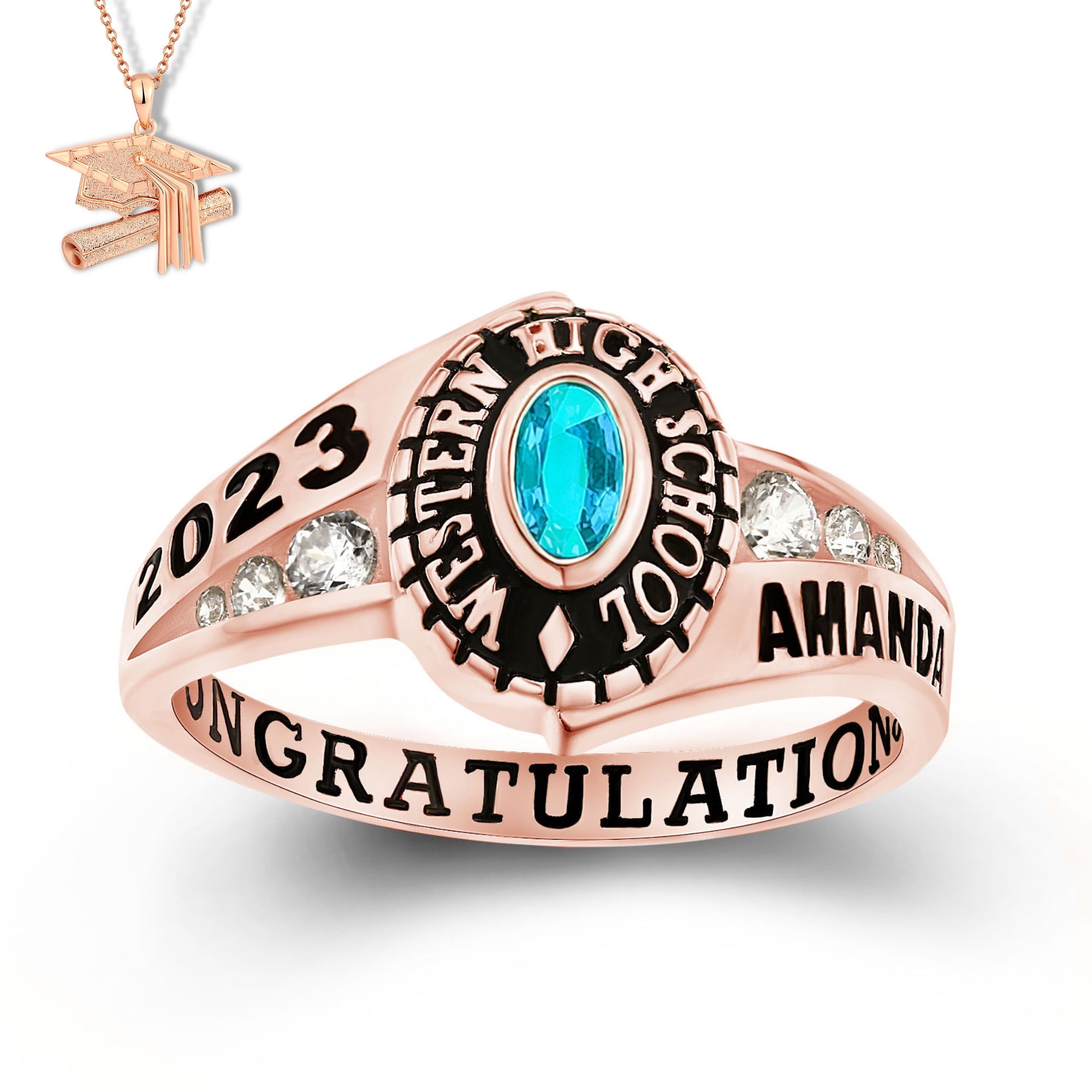 PJM Mementos USA Customized Women's Class Ring Sterling Silver for High ...