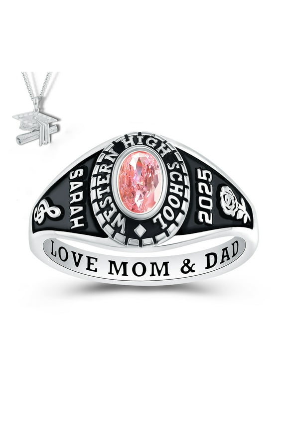 USA Mementos Custom Women's Class Ring Silenium Brass for High School and College Graduate-Classic