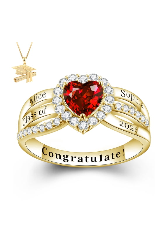 USA Mementos Custom Women’s Sterling Silver Class Ring for High School & College Graduates