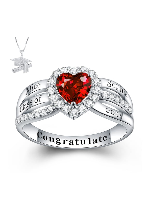 USA Mementos Custom Women’s Sterling Silver Class Ring for High School & College Graduates
