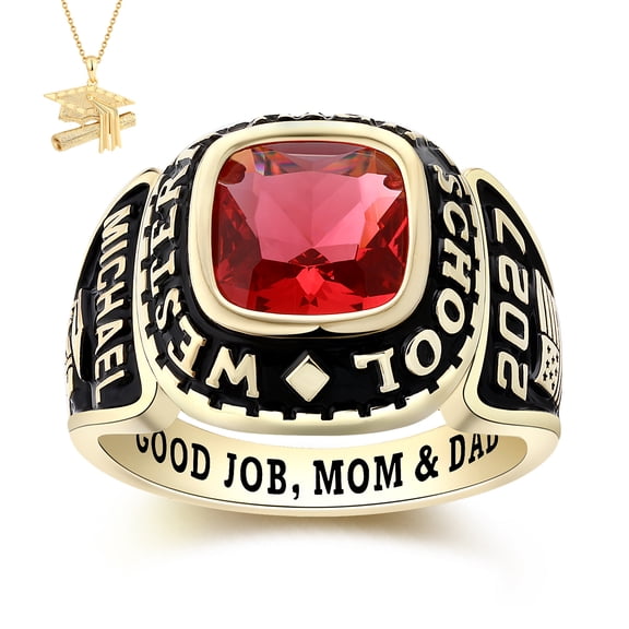 USA Mementos Customized Elite Men's Class Rings Sterling Silver for High School & College Graduation