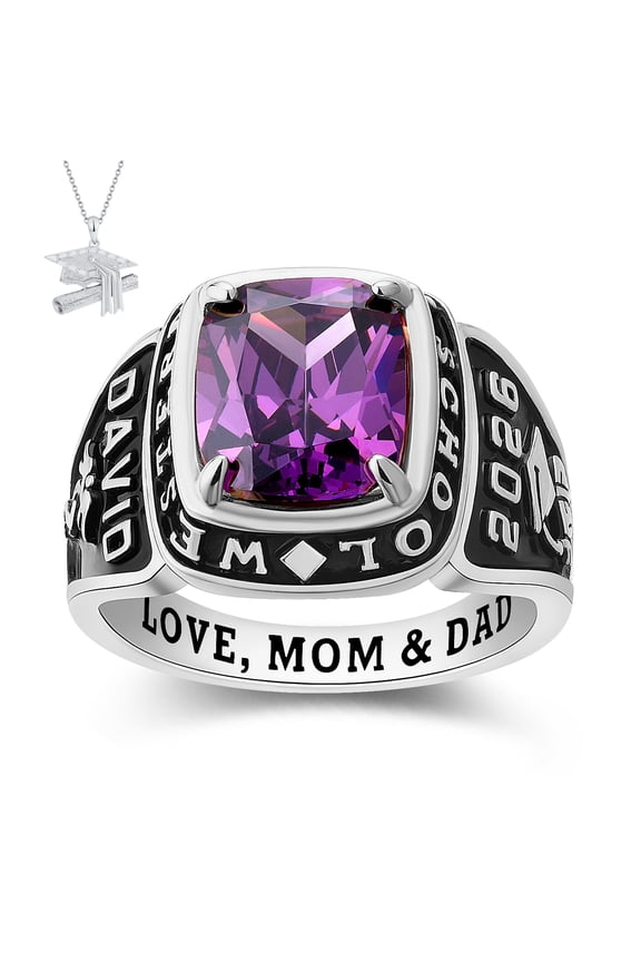 USA Mementos Customized Elite Men's Class Rings Sterling Silver for High School & College Graduation