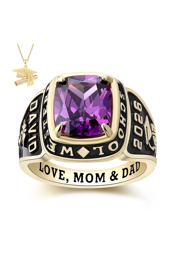 USA Mementos Customized Elite Men's Class Rings Sterling Silver for High School & College Graduation
