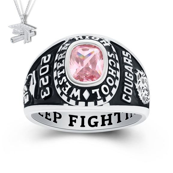 USA Mementos Customized Women's Class Rings Silenium Brass for High School & College Graduation
