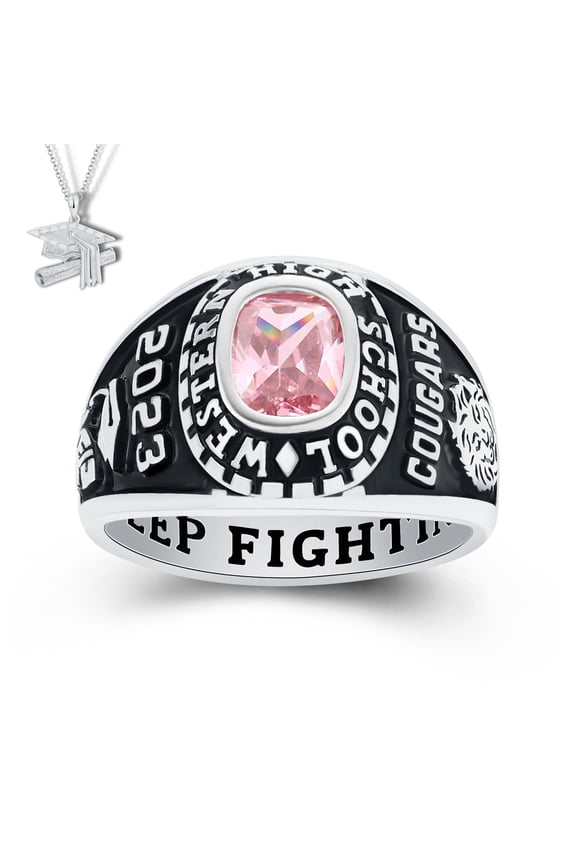 USA Mementos Customized Women's Class Rings Silenium Brass for High School & College Graduation