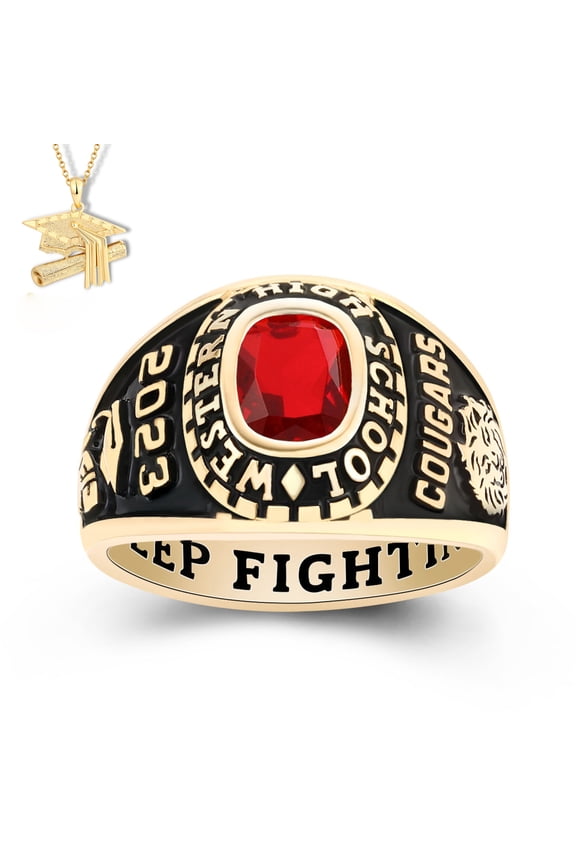 USA Mementos Customized Women's Class Rings Silenium Brass for High School & College Graduation