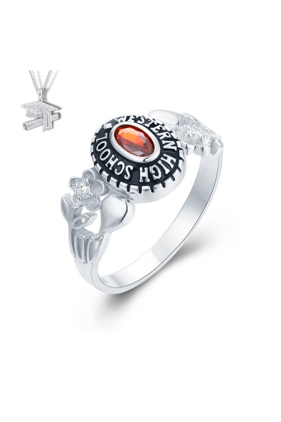 USA Mementos Customized Women's Class Rings Silenium Brass for High School and College Graduation