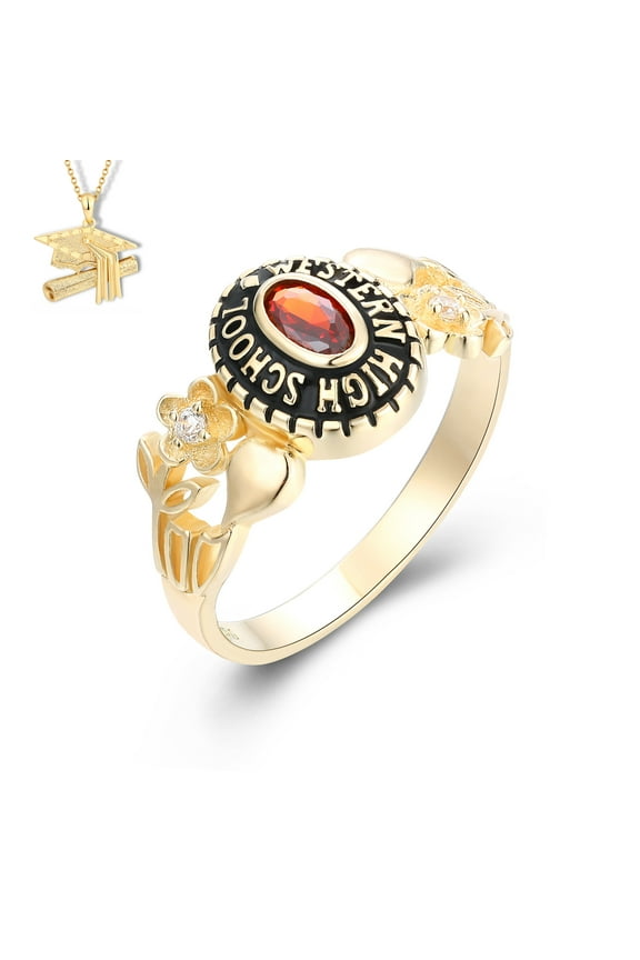USA Mementos Customized Women's Class Rings Silenium Brass for High School and College Graduation