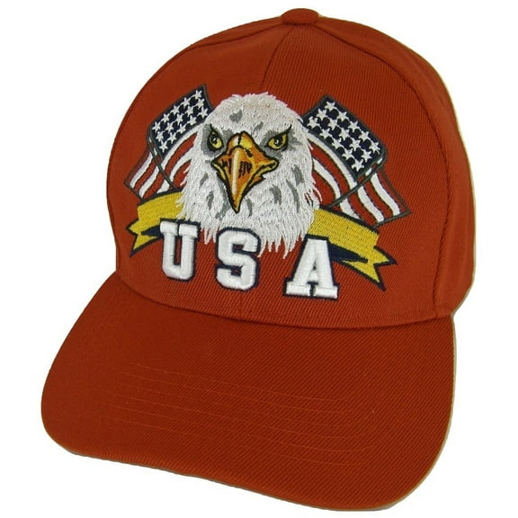 USA Men's Patriotic Eagle Head Adjustable Baseball Cap (Red)