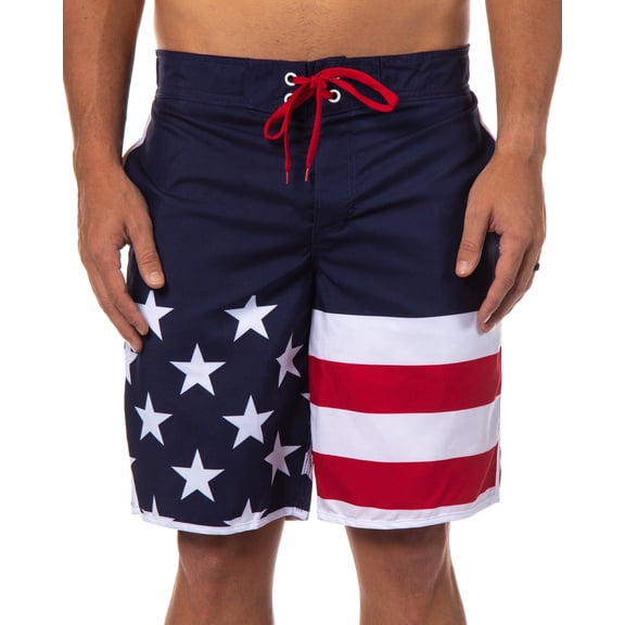 USA Men's Patriotic Red White Blue American Flag Swim Trunks Board Shorts