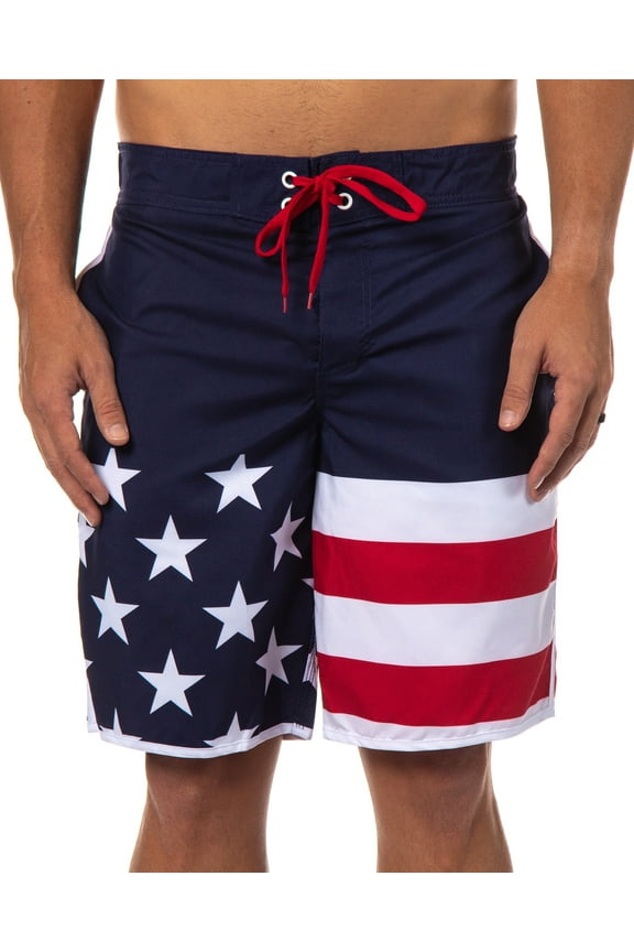 USA Men's Patriotic Red White Blue American Flag Swim Trunks Board Shorts