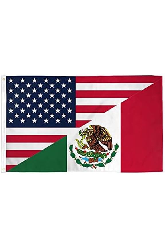 - Mexico United States Friendship Flag - 3x5 Ft - 100D Polyester American Mexican Friend Banner with Two Metal Grommets - Fade Resistant - Vivid Colors - 3' x 5' Feet - 150x90 Cm