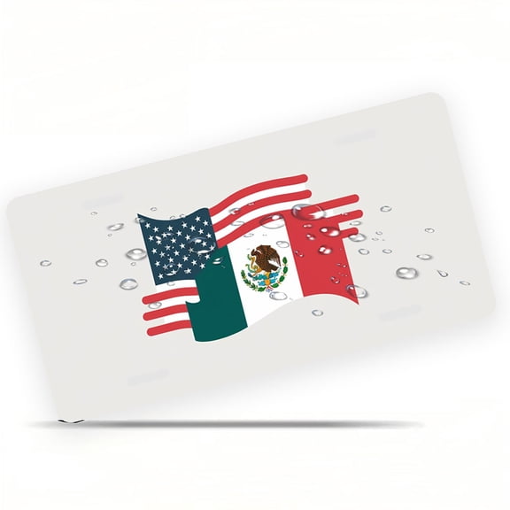 USA Mexico Flags Funny Personalized License Plate Rust-proof Stainless Steel Metal License Plate Suitable For Men And Women 12.2" x 6.2"