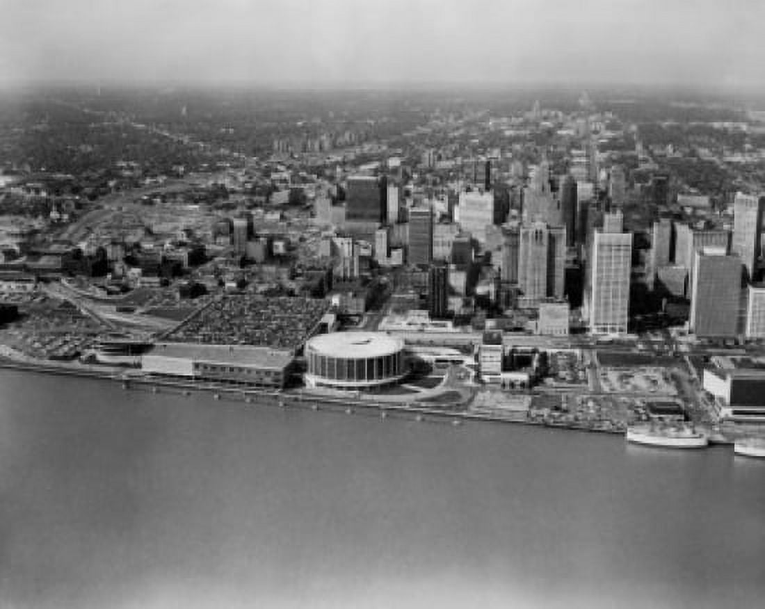 USA Michigan Detroit aerial view Canvas Art - (24 x 36)