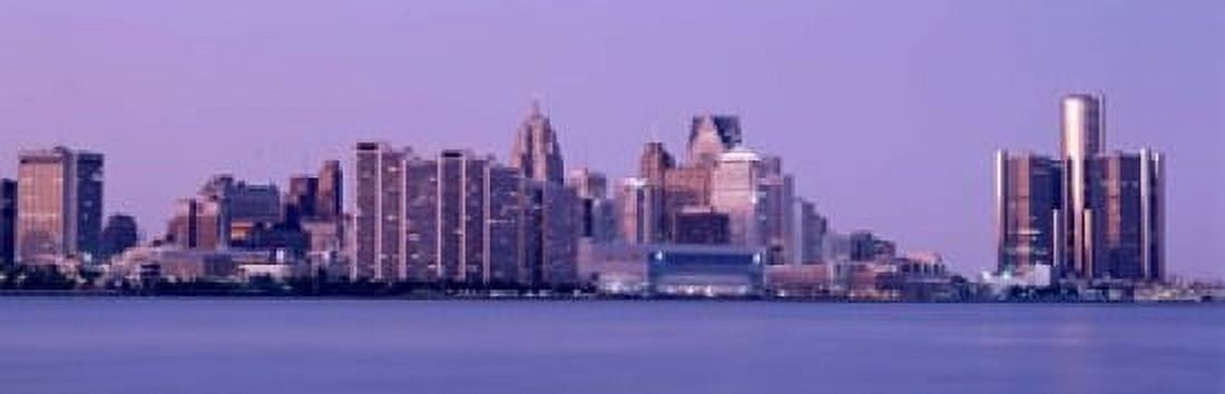 USA Michigan Detroit twilight Canvas Art - Panoramic Images (18 x 6)