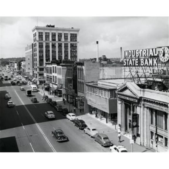 USA Michigan Kalamazoo Traffic on Road in City Poster Print - 18 x 24 in.