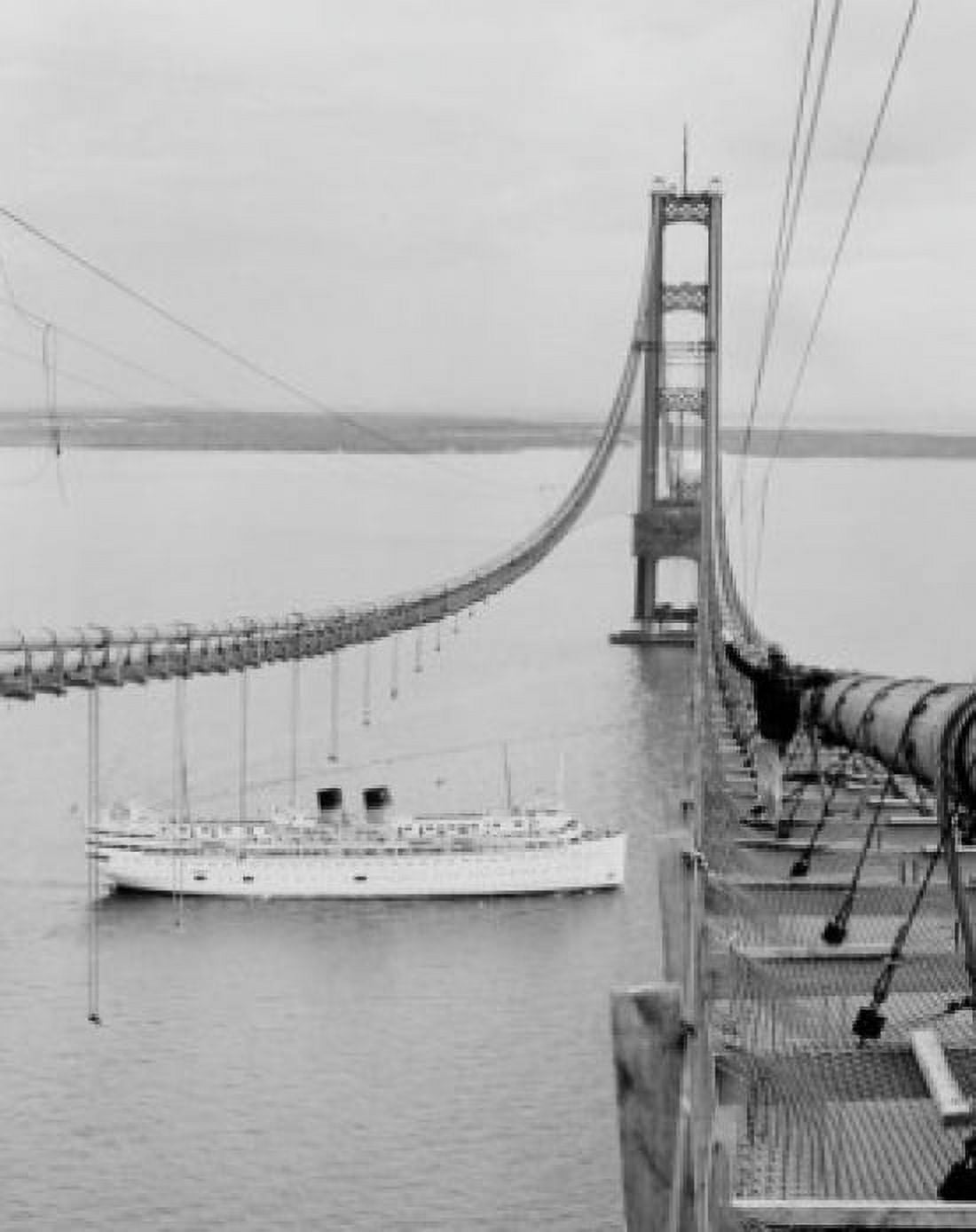USA Michigan Mackinac Island Construction of Mackinac Bridge Canvas Art -  (18 x 24)