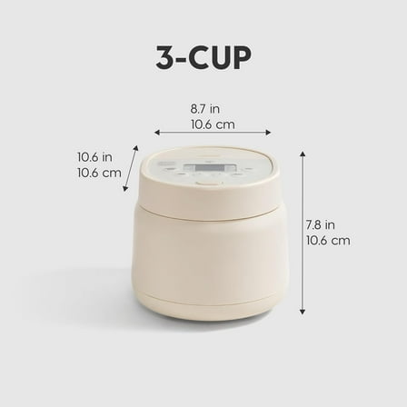 Japanese Rice Cooker with Fuzzy Logic, 3-Cup Uncooked/6-Cup Cooked, Multi-Function for Healthy Meals