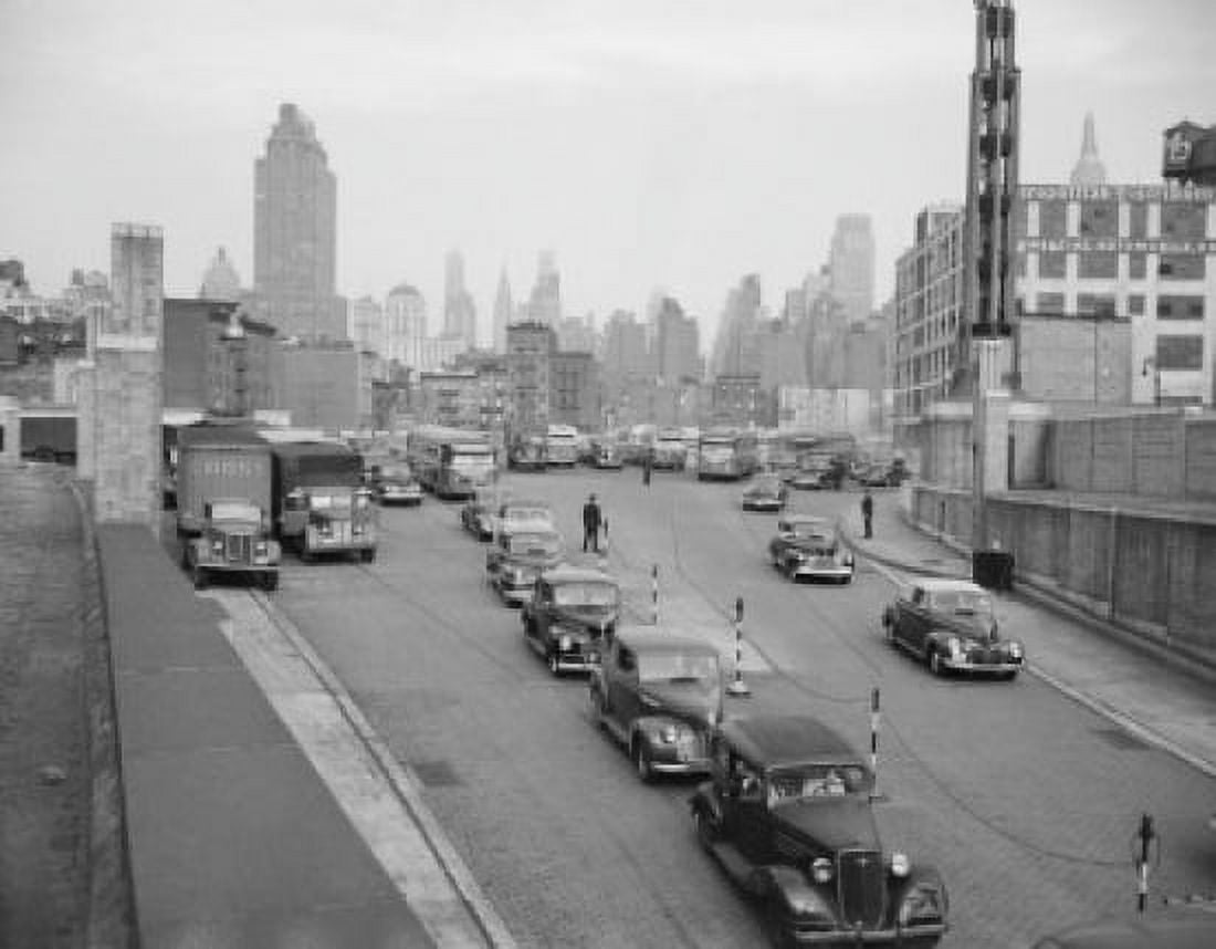 USA Mid-Atlantic USA Traffic at entrance to Lincoln Tunnel Canvas Art - (18 x 24)