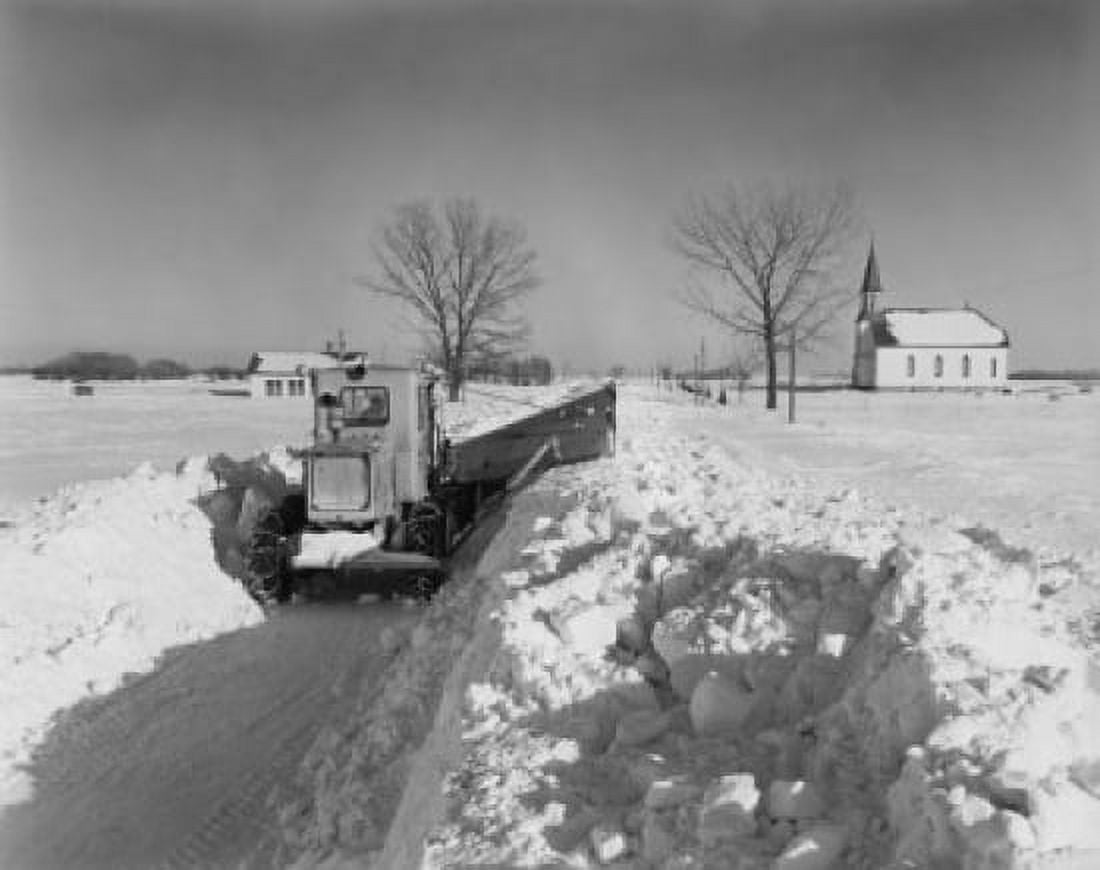 USA Minnesota Snowplow on road Canvas Art - (24 x 36)