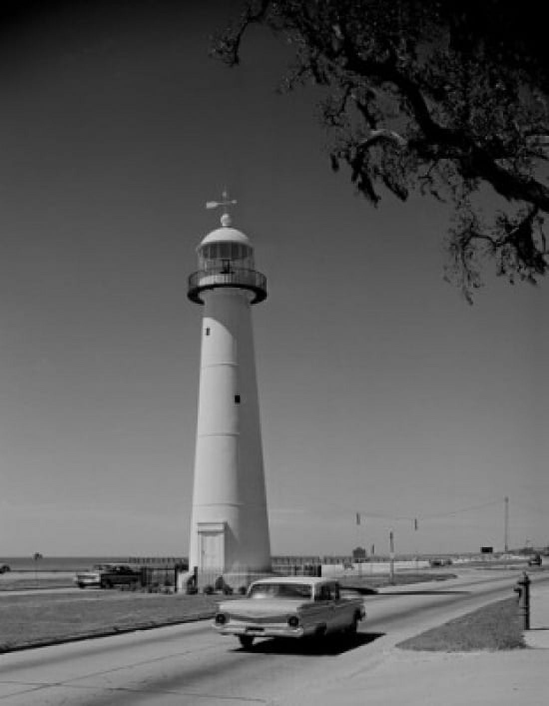 USA Mississippi Biloxi Biloxi Lighthouse with street in the foreground Canvas Art - (18 x 24)