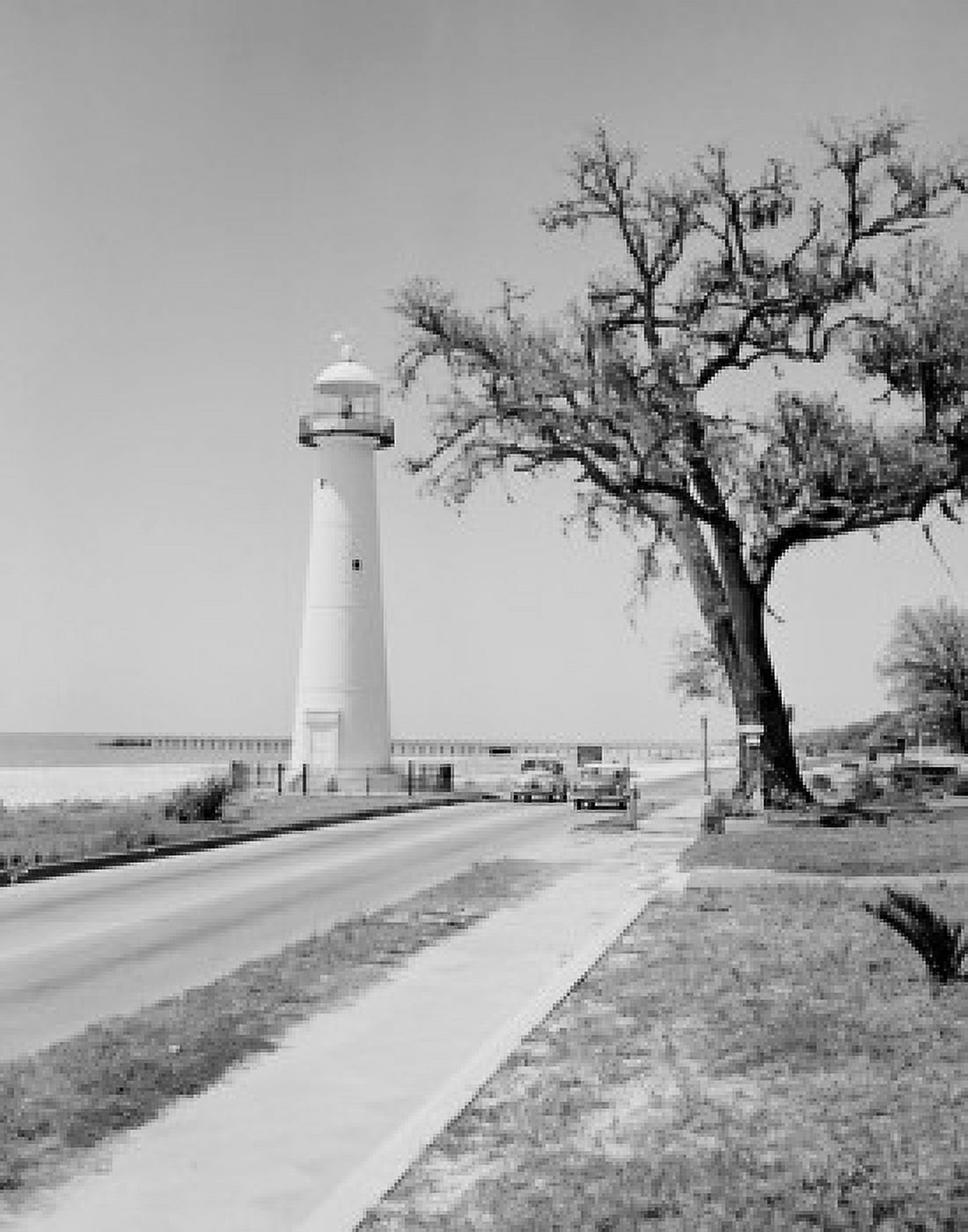 USA Mississippi Biloxi lighthouse and highway 90 Canvas Art - (18 x 24)