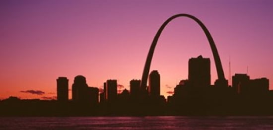 USA Missouri St Louis sunset Canvas Art - Panoramic Images (24 x 12)