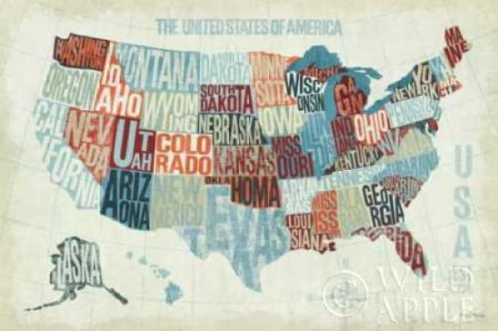 USA Modern Blue Canvas Art - Michael Mullan (12 x 18)