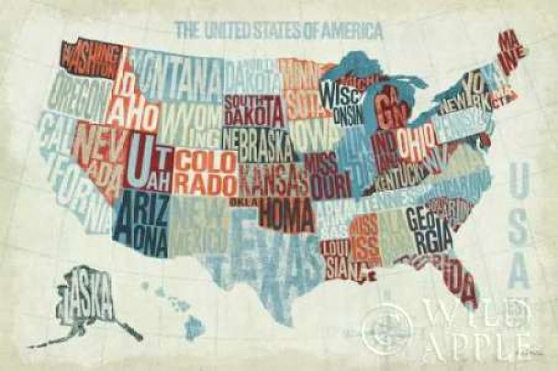 USA Modern Blue Canvas Art - Michael Mullan (24 x 36)