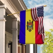 USA Moldova Friendship Patriotic Moldovan Flag Waving House Flag, Double-Sided Outdoor Yard Decor 29.5 x 39.5 Inch