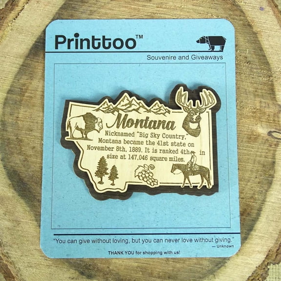 USA Montana State Map Wooden Magnet Souvenir Fridge Magnet Gift