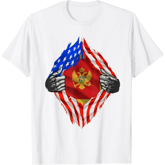 USA Montenegro Flag Half Montenegrin Half American Roots T-Shirt