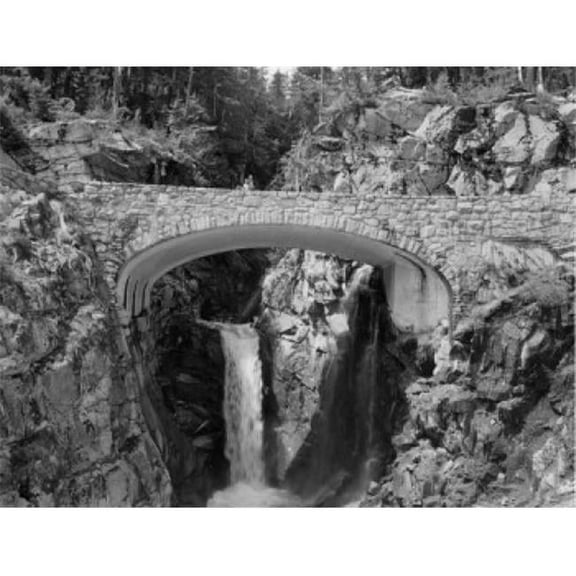 USA Mount Rainier National Park Christine Falls & Stone Bridge Poster Print - 18 x 24 in.