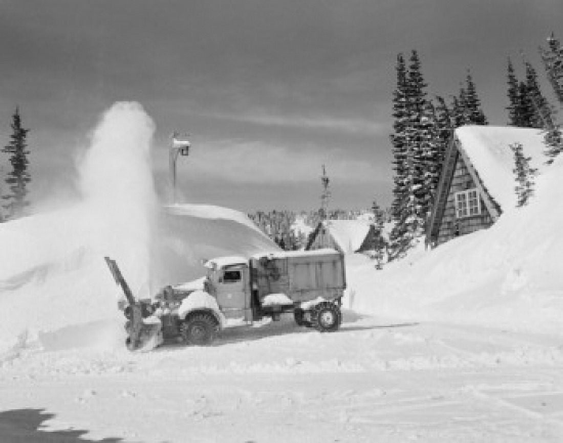 USA Mount Ranier National Park snowplow Canvas Art -  (18 x 24)