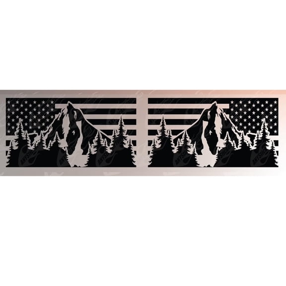 USA Mountain Flag Vinyl Decal Window Sticker Compatible with and Fits Ford Expedition 2018-2021 - Set of Two