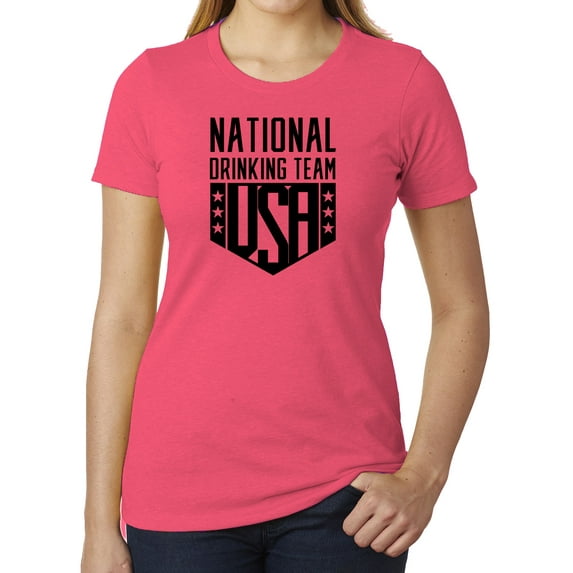 USA National Drinking Team, Funny Beer Shirts, Women's Graphic T-shirts - Berry MH200WPATRIOT S13 3XL