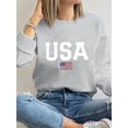 thumbnail image 1 of USA National Emblem Stamp Sweatshirts Long Sleeve Shirts For Women Gray One-piece, 1 of 4