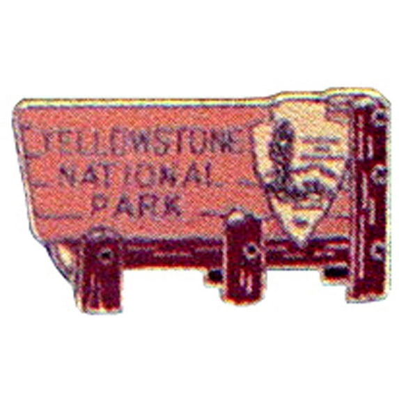 USA, National Park Yellowstone Sign - Officially Licensed Original Artwork, Enamel Lapel Pin - 1"