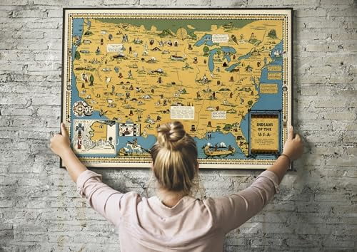Indian Tribes Map Poster Wall Art Native American Tribes Wall Map