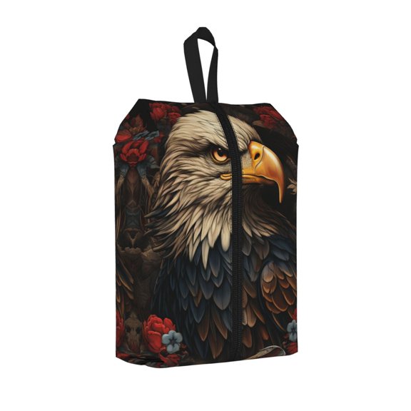 USA Navy Eagle American Flag United States Art 1 PC Portable Travel Shoe Organizer Bag with Carrying Handle, Shoe Toiletry & Gear Storage Pouch for Suitcases
