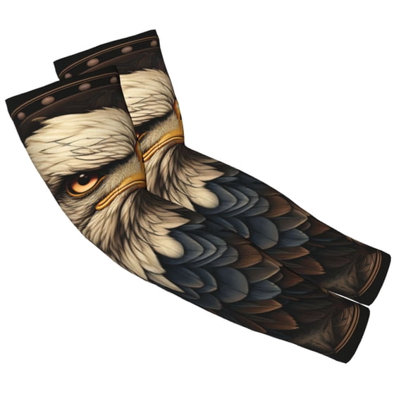 USA Navy Eagle American Flag United States Art 2-Pack Adult Cooling Arm Sleeves, Seamless UV Sun Protection Breathable Ice-Silk Compression Arm Sleeve